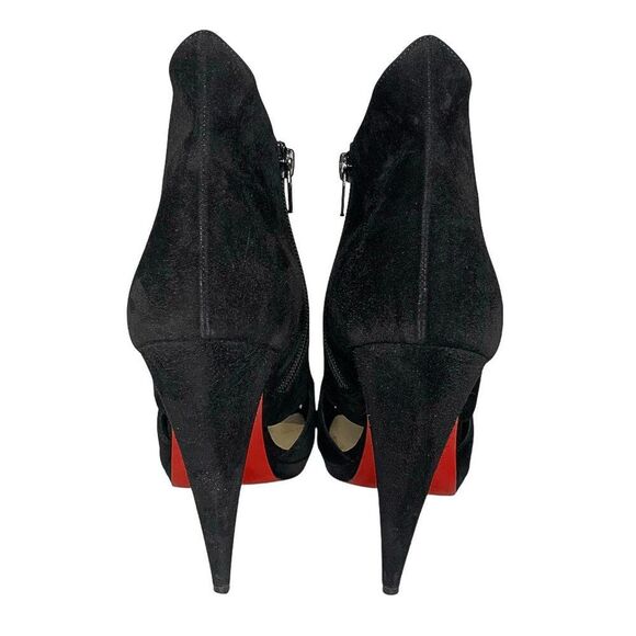 Christian Louboutin Belfeconica Suede 120mm Heeled Bootie Black EU 39 US 9 - Picture 7 of 11
